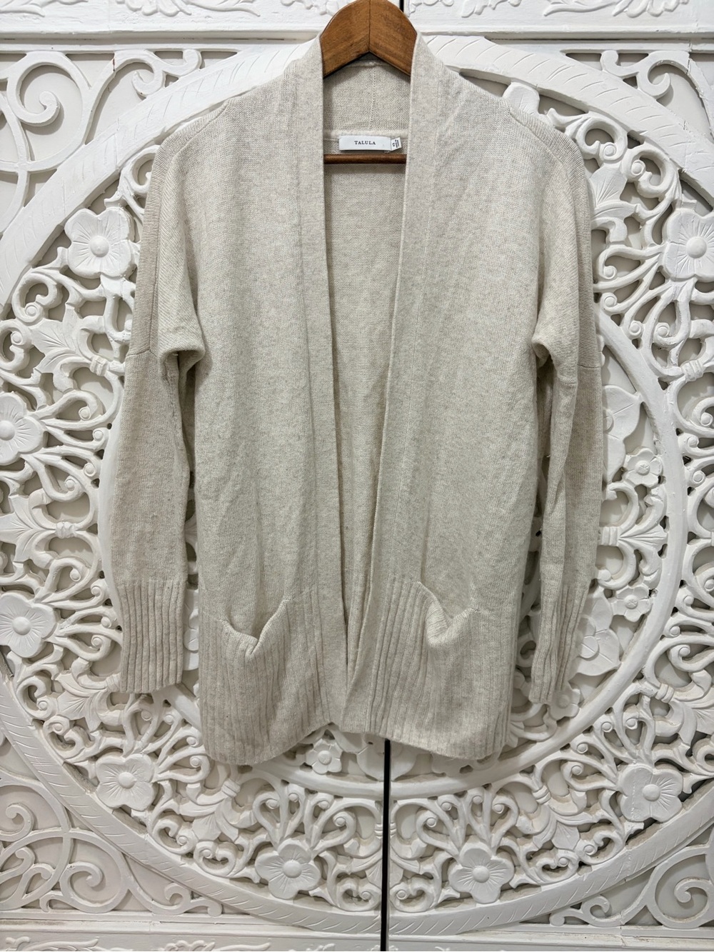 Talula Aritzia Cashmere Angora Blend Open Cardigan Oatmeal XS